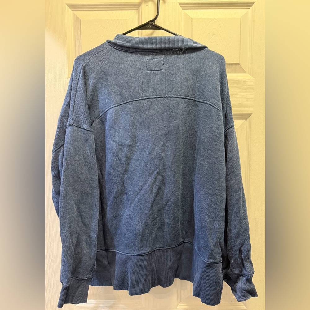 American Eagle Blue Quarter-Button Pullover - image 3